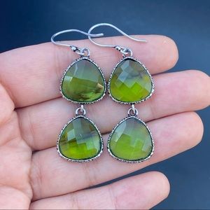 Green Quartz Sterling Silver Dangle Earrings